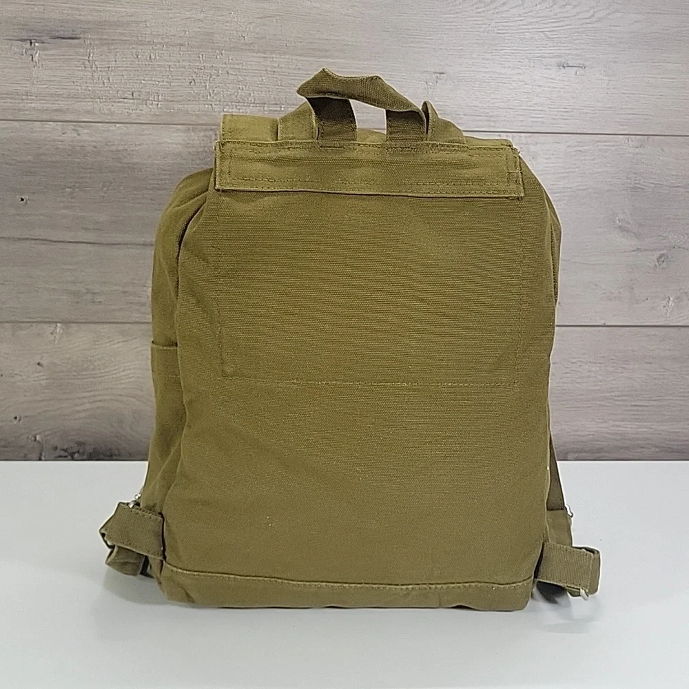 Baggu Olive Green Canvas Drawstring Backpack